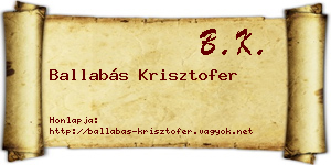 Ballabás Krisztofer névjegykártya